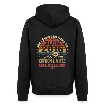 Born In June 2016 Vintage June 2016 Birthday - Unisex Premium Organic Zip Hoodie - black - Back - Nico (187cm)