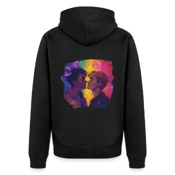 Boy meets Boy - Pride and Strong - LGBTQIA+ - Unisex Premium Bio Zip Hoodie - Schwarz - Hinten - Nico (187cm)