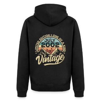 Born in July 2002 Born in July 2002 Born in July 2002 - Unisex Premium Organic Zip Hoodie - black - Back - Nico (187cm)