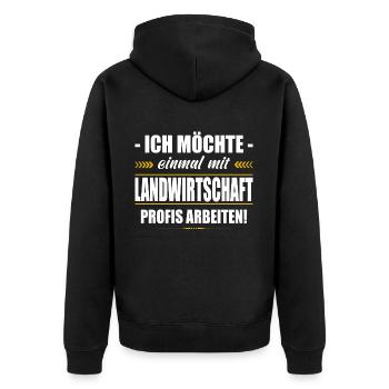 Einmal Mit Landwirtschaft Profis Arbeiten Bauer - Unisex Premium Bio Zip Hoodie - Schwarz - Hinten - Nico (187cm)