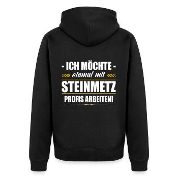 Einmal Mit Steinmetz Profis Arbeiten Bildhauer - Unisex Premium Bio Zip Hoodie - Schwarz - Hinten - Nico (187cm)
