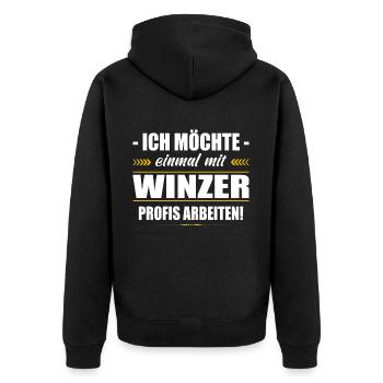 Einmal Mit Winzer Profis Arbeiten Weinanbau - Unisex Premium Bio Zip Hoodie - Schwarz - Hinten - Nico (187cm)