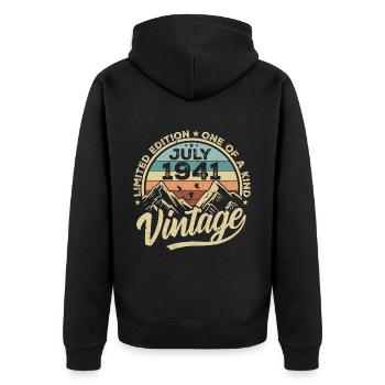 Geboren Im Juli 1941 Jahrgang Geburtstag Juli 1941 - Unisex Premium Bio Zip Hoodie - Schwarz - Hinten - Nico (187cm)