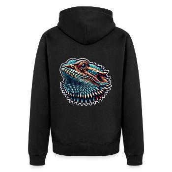 Bartagame Bartagamen Bearded Dragon - Unisex Premium Organic Zip Hoodie - black - Back - Nico (187cm)