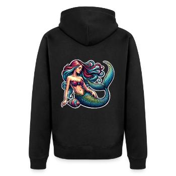 Meerjungfrau - Unisex Premium Bio Zip Hoodie - Schwarz - Hinten - Nico (187cm)