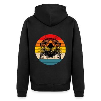 Vintage Sunset Sea Otter Retro 2 - Unisex Premium Organic Zip Hoodie - black - Back - Nico (187cm)