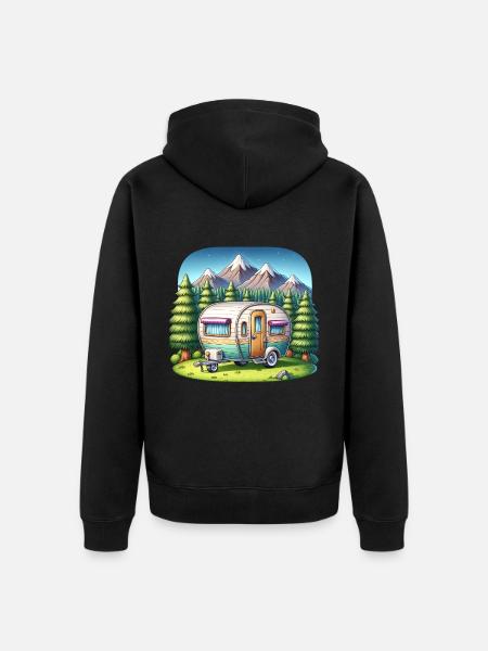 Camping Camper Caravan - Unisex Premium Organic Zip Hoodie - black