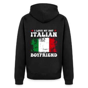 I Love My Hot Italian Boyfriend Couple Italy Flag - Veste à capuche bio Premium Unisexe - noir - Dos - Nico (187cm)