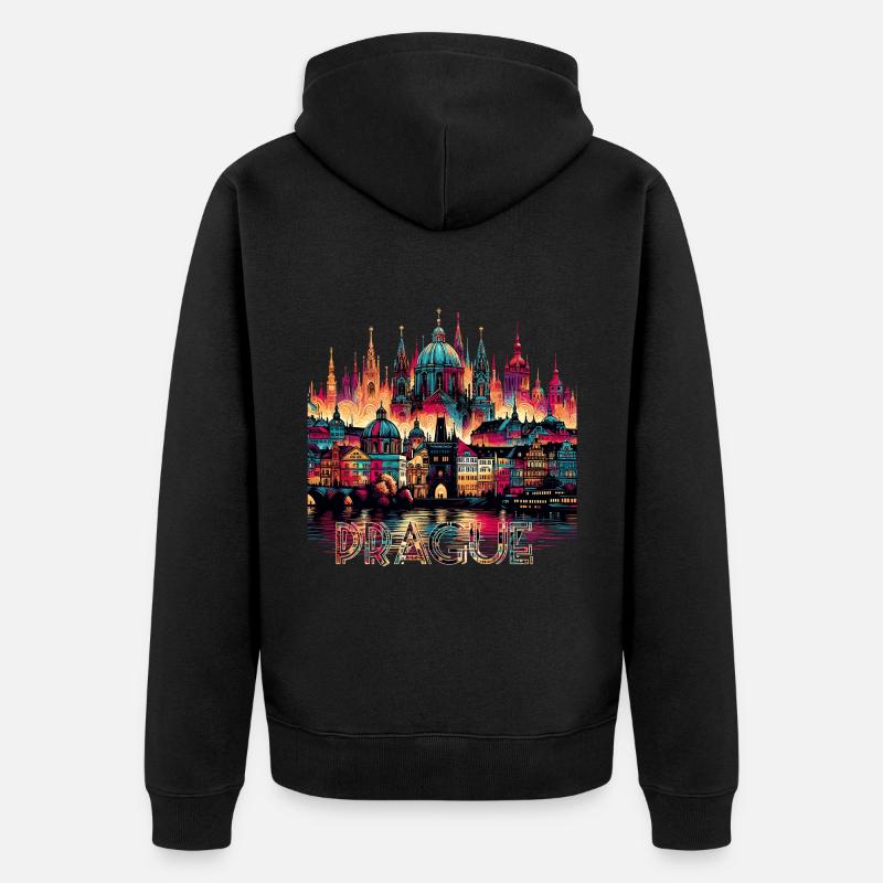 Prague Capitale République tchèque Cadeau - Veste à capuche bio Premium Unisexe - noir