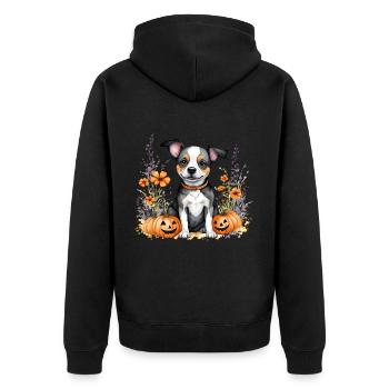 Halloween-Welpe - Unisex Premium Bio Zip Hoodie - Schwarz - Hinten - Nico (187cm)