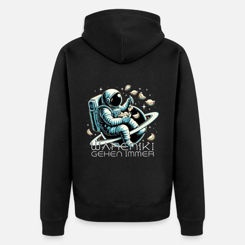 Wareniki Astronaut lecker Geschenk - Unisex Premium Bio Zip Hoodie - Schwarz