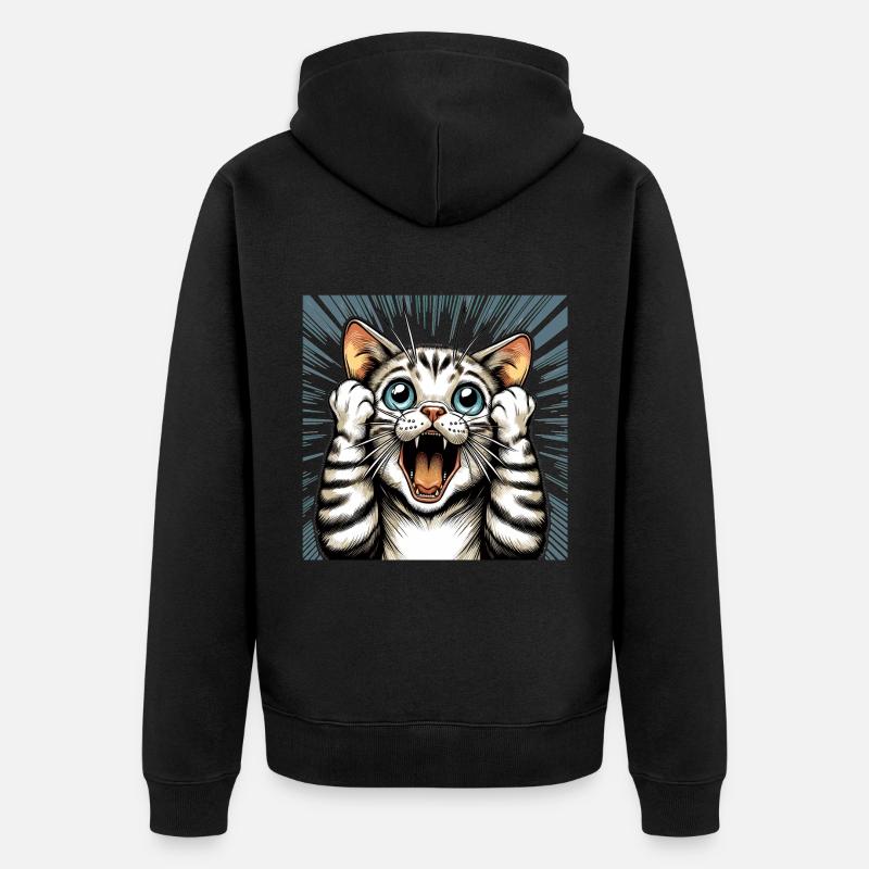 Chat choqué chat chat cadeau - Veste à capuche bio Premium Unisexe - noir