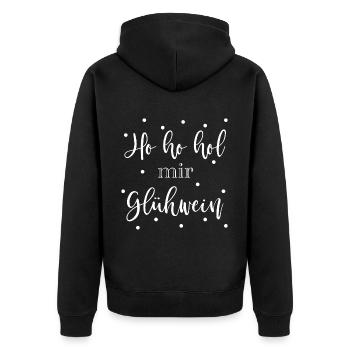 Noël « Ho ho obtiens-moi du vin chaud » - Veste à capuche bio Premium Unisexe - noir - Dos - Nico (187cm)