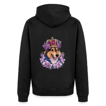 Chien d’élan norvégien avec roses, papillons - Veste à capuche bio Premium Unisexe - noir - Dos - Nico (187cm)