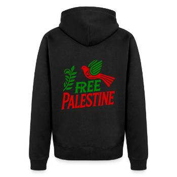 Free palestine - Unisex Premium Bio Zip Hoodie - Schwarz - Hinten - Nico (187cm)