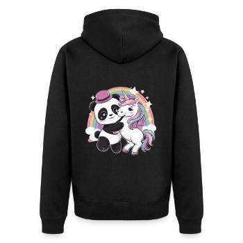 Mignon panda kawaii avec licorne - Veste à capuche bio Premium Unisexe - noir - Dos - Nico (187cm)