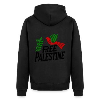 Free palestine - Unisex Premium Bio Zip Hoodie - Schwarz - Hinten - Nico (187cm)