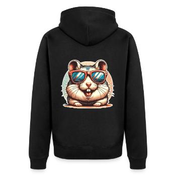 Hamster - Unisex Premium Organic Zip Hoodie - black - Back - Nico (187cm)
