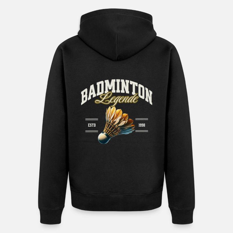 Badminton - Unisex Premium Bio Zip Hoodie - Schwarz