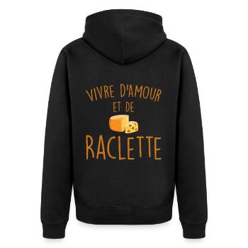 Leben von Liebe und Raclette - Unisex Premium Bio Zip Hoodie - Schwarz - Hinten - Nico (187cm)