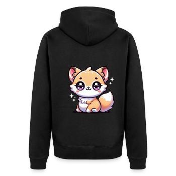 Super Cute Kawaii Baby Fox - Unisex Premium Bio Zip Hoodie - Schwarz - Hinten - Nico (187cm)