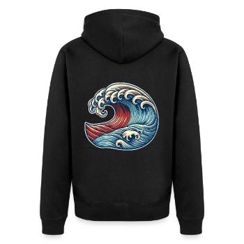 Welle - Unisex Premium Bio Zip Hoodie - Schwarz - Hinten - Nico (187cm)
