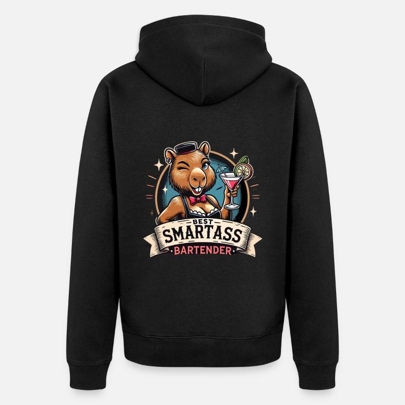 Barman Barmaid Capybara Capy Gift - Veste à capuche bio Premium Unisexe - noir