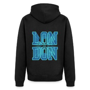 Londres Angleterre UK City Police 3D Skyline - Veste à capuche bio Premium Unisexe - noir - Dos - Nico (187cm)