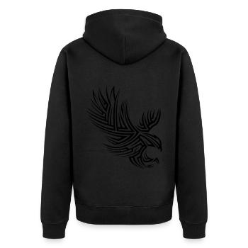 Adler Tribal Tattoo - Unisex Premium Bio Zip Hoodie - Schwarz - Hinten - Nico (187cm)