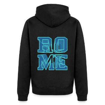 Rom Rome Italien Stadt 3D Schrift Skyline Heimat - Unisex Premium Bio Zip Hoodie - Schwarz - Hinten - Nico (187cm)