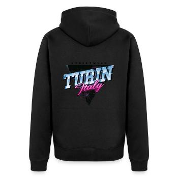 Turin Turin Turin Italie Ville Skyline Vintage Rétro - Veste à capuche bio Premium Unisexe - noir - Dos - Nico (187cm)