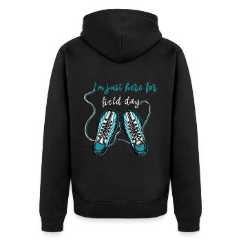 I'm Just Here For Field Day 20 - Unisex Premium Organic Zip Hoodie - black - Back - Nico (187cm)