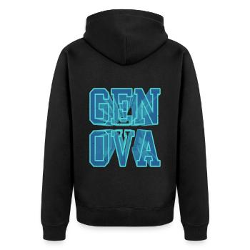 Gênes Gênes Italie Ville 3D Font Skyline - Veste à capuche bio Premium Unisexe - noir - Dos - Nico (187cm)