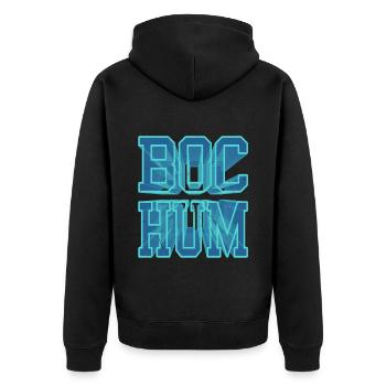 Bochum Germany City 3D Font Skyline - Unisex Premium Organic Zip Hoodie - black - Back - Nico (187cm)