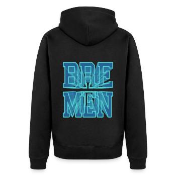 Brême Allemagne Ville 3D Font Skyline - Veste à capuche bio Premium Unisexe - noir - Dos - Nico (187cm)