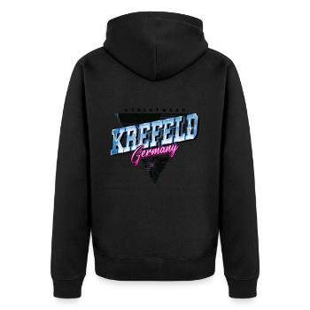 Krefeld Allemagne City Skyline Vintage Rétro - Veste à capuche bio Premium Unisexe - noir - Dos - Nico (187cm)