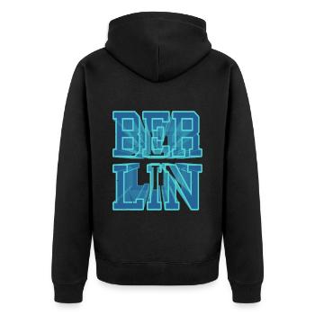 Berlin Germany City 3D Font Skyline - Unisex Premium Organic Zip Hoodie - black - Back - Nico (187cm)