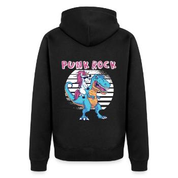 Punkrock Musik Punker Punkrock Irokesenschnitt - Unisex Premium Bio Zip Hoodie - Schwarz - Hinten - Nico (187cm)