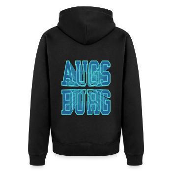 Augsburg Germany City 3D Font Skyline - Unisex Premium Organic Zip Hoodie - black - Back - Nico (187cm)