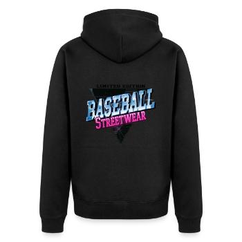 Baseball Sports Police Vintage Retro Streetwear - Veste à capuche bio Premium Unisexe - noir - Dos - Nico (187cm)