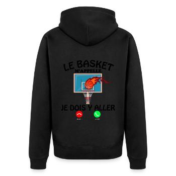 Basket m'appelle Humour Basketteur Homme Et Enfant - Veste à capuche bio Premium Unisexe - noir - Dos - Nico (187cm)