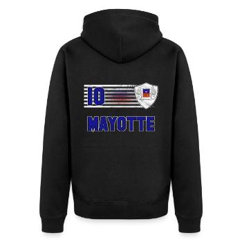 Mayotte Fußball Mannschaft - Unisex Premium Bio Zip Hoodie - Schwarz - Hinten - Nico (187cm)
