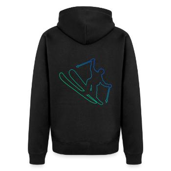 Slopestyle Herren Ski Freestyle Ski Jumping - Unisex Premium Bio Zip Hoodie - Schwarz - Hinten - Nico (187cm)