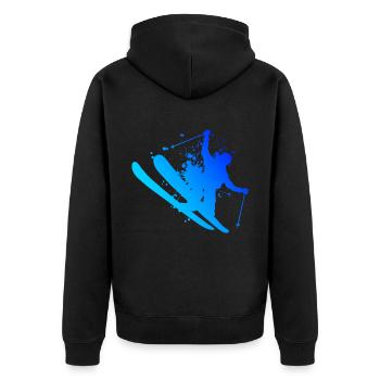 Damen Freestyle Ski Herren Ski Freestyle Ski Jumpi - Unisex Premium Bio Zip Hoodie - Schwarz - Hinten - Nico (187cm)