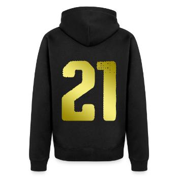 21 Maillot numéro - Veste à capuche bio Premium Unisexe - noir - Dos - Nico (187cm)
