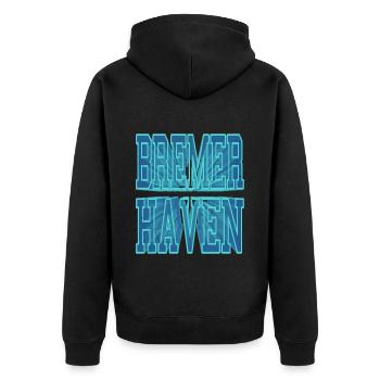 Bremerhaven Deutschland Stadt 3D Schrift Skyline - Unisex Premium Bio Zip Hoodie - Schwarz - Hinten - Nico (187cm)
