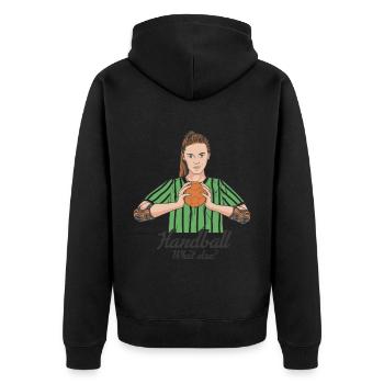 Handballspielerin Handball Was sonst? Handballer - Unisex Premium Bio Zip Hoodie - Schwarz - Hinten - Nico (187cm)