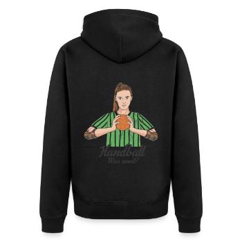 Handballspielerin Handball Was sonst? Handballer - Unisex Premium Bio Zip Hoodie - Schwarz - Hinten - Nico (187cm)