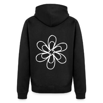 Blume Zeichnung Natur Skizze weiß - Unisex Premium Bio Zip Hoodie - Schwarz - Hinten - Nico (187cm)