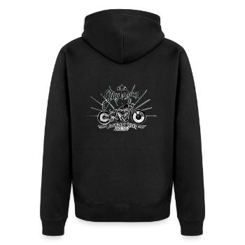 Vintage Motorrad - Classy - Rider - Old School - Unisex Premium Bio Zip Hoodie - Schwarz - Hinten - Nico (187cm)